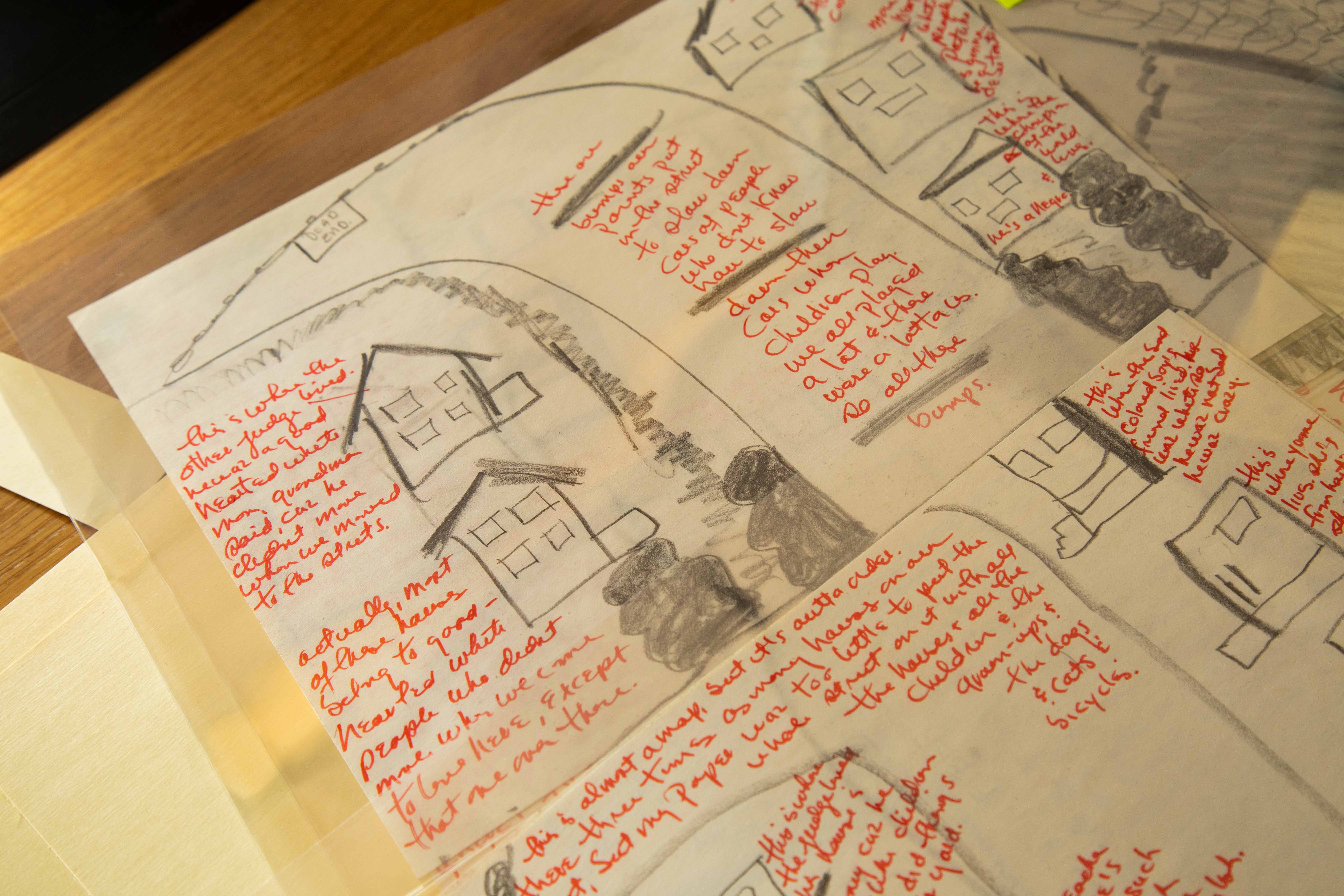 Storyboard materials or page illustrations from the Shange Papers